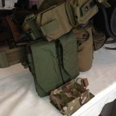 Ременно-плечевая система MOLLE (РПС MOLLE) от компании Союзспецоснащение (ССО) с подсумками под Сайгу / Вепрь от компании Сплав и подсумком под 20-ти местный магазин к Heckler&Koch MR308 (MR762 / HK417)